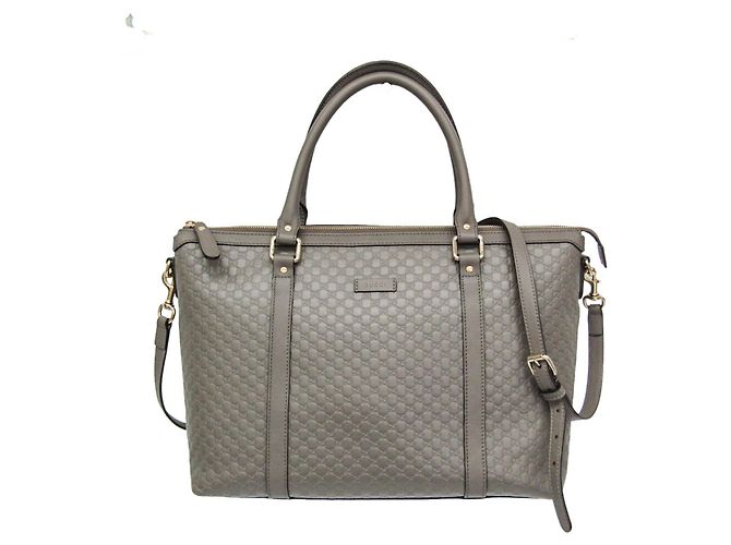 Gucci MicroGuccissima Lederhandtasche - Gray Braun