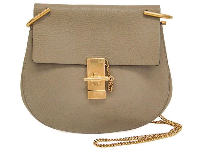 Bolsa de ombro de couro Chloé Drew 3S1031 para mulher Cinza