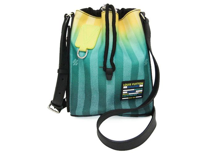Louis Vuitton Damier Stripe Sac Marant Messenger Bag Noir Vert Jaune