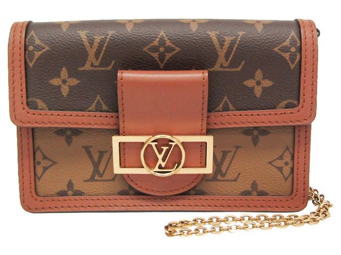 Louis Vuitton Monogram Reverse Dauphine Chain Wallet M68746 Marrom Bege