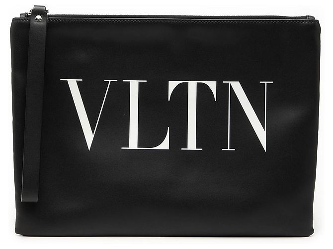 Clutch VLTN in pelle nera Valentino Nero