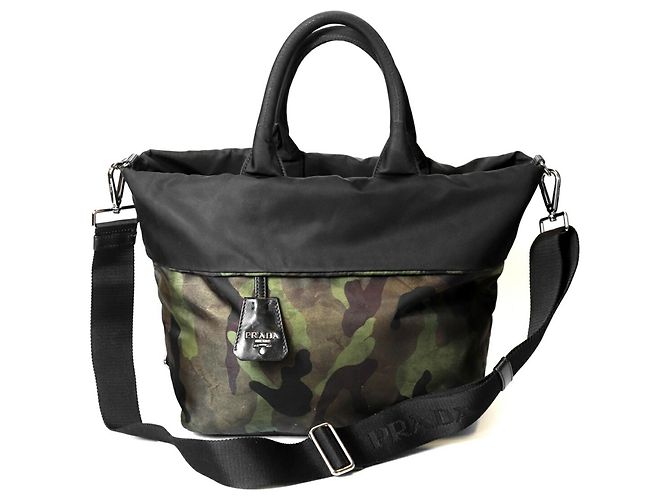 Prada Camouflage Tote Bag Grün Khaki