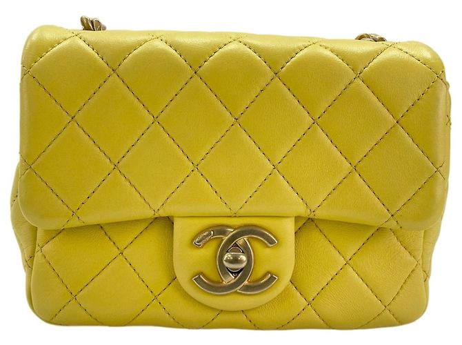 Chanel Mini Matelassé Shoulder Bag Yellow