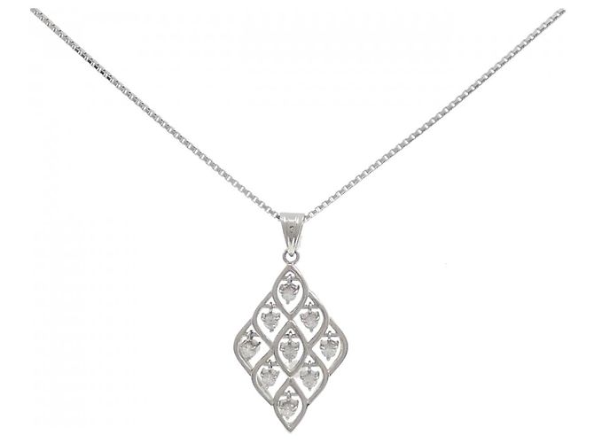 Autre Marque Diamant-Halskette PT900 PT850 Silber