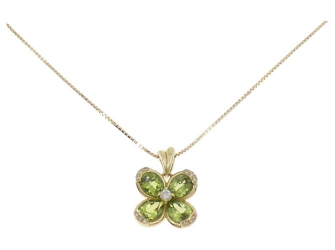 Autre Marque Collana con diamante e peridoto Au750 D'oro