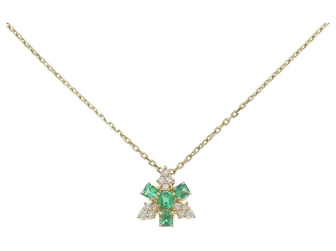 Autre Marque Collana con smeraldo e diamanti Au750 D'oro