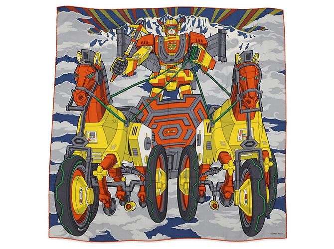 Hermès Sciarpa in cashmere e seta Hermes Blu Arancione 