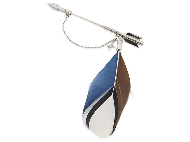 Broche Louis Vuitton Arrow Feather Prata Multicor