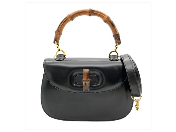 Borsa Gucci Bamboo in pelle nera Nero