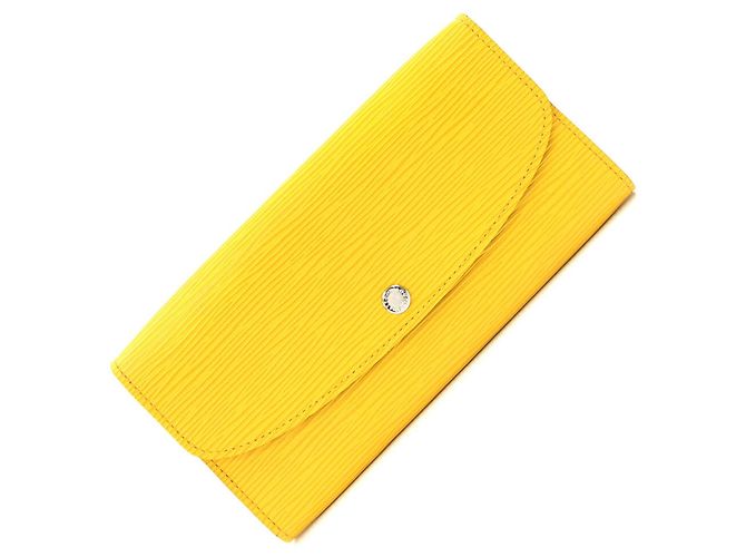 Cartera larga plegable en cuero Epi Louis Vuitton Amarillo