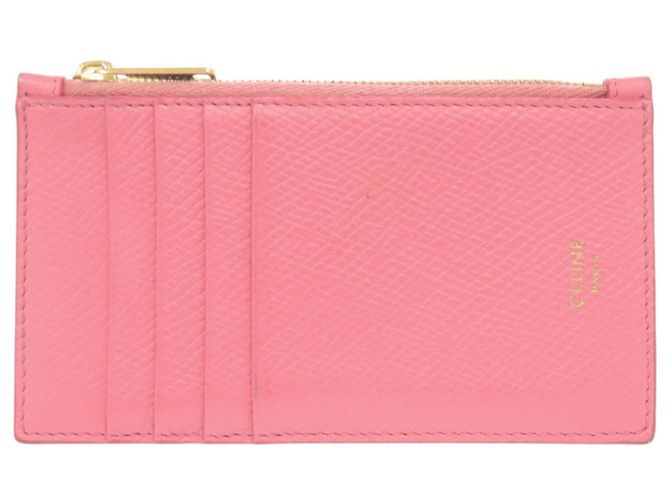 Céline Celine Pink Leather Compact Zip Card Holder