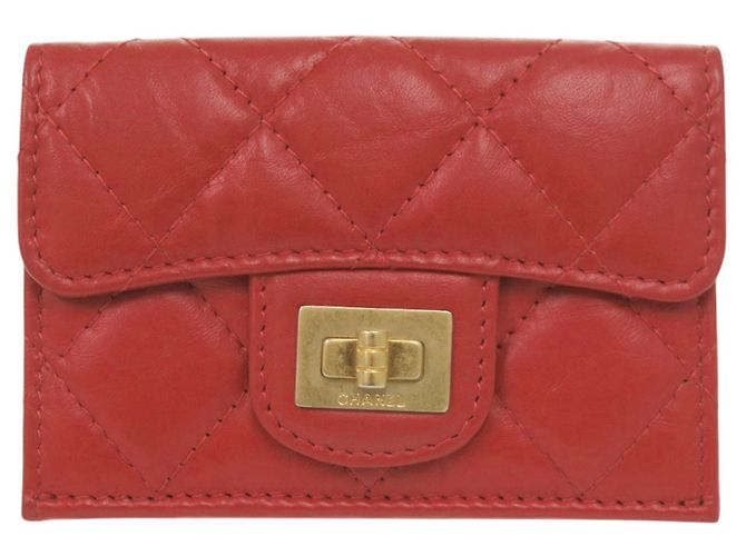Chanel 2.55 Compact Tri-Fold Wallet Red