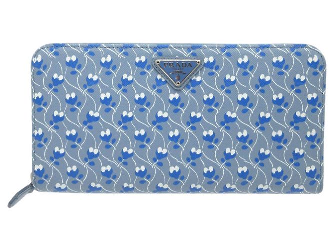 Saffiano Prada Ramage Long Wallet Blue