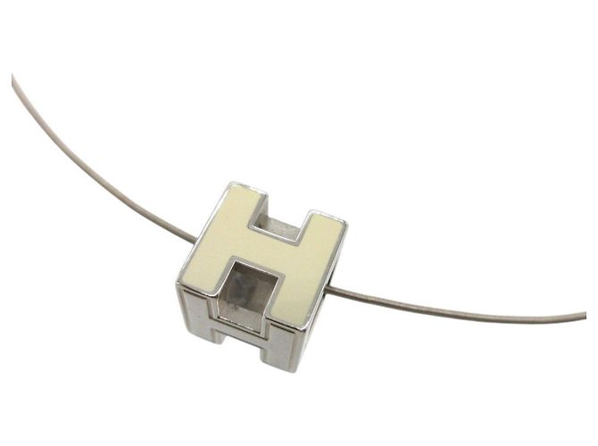 Hermès Hermes Cage d'H H-cube Halskette Silber Roh 