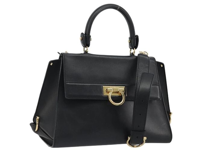 Bolsa Salvatore Ferragamo Sofia em couro liso Tamanho Médio Preto
