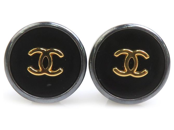 Orecchini a clip Chanel Coco Mark Nero D'oro Metallico 