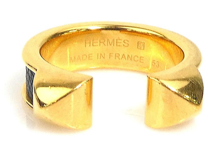 Ring Hermès Anello Athena Double Clou Hermes Nero D'oro 