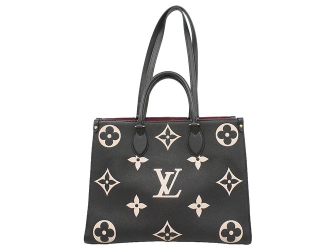 Borsa Tote Louis Vuitton Monogram Empreinte Bicolor OnTheGo MM Nero Beige