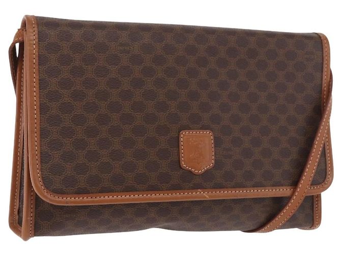 Céline Celine Vintage Macadam Canvas and Leather Brown