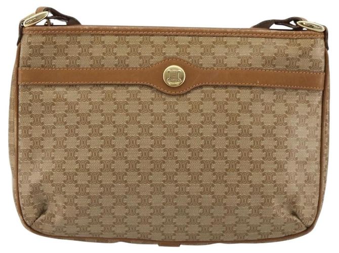Céline Celine Vintage Macadam Canvas Small Beige