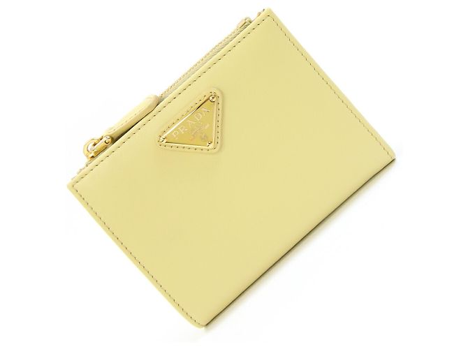 Prada Bi-fold Wallet Yellow Leather