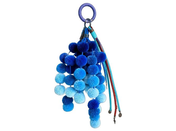 Autre Marque Nannacay Charm Pom-Pom Blu Multicolore Paglia