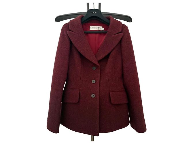 Christian Dior Bordeaux Wool Blazer Jacket Red Dark red
