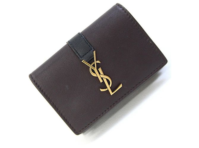 Cartera Cassandra Origami Tiny de Saint Laurent Negro Marrón oscuro