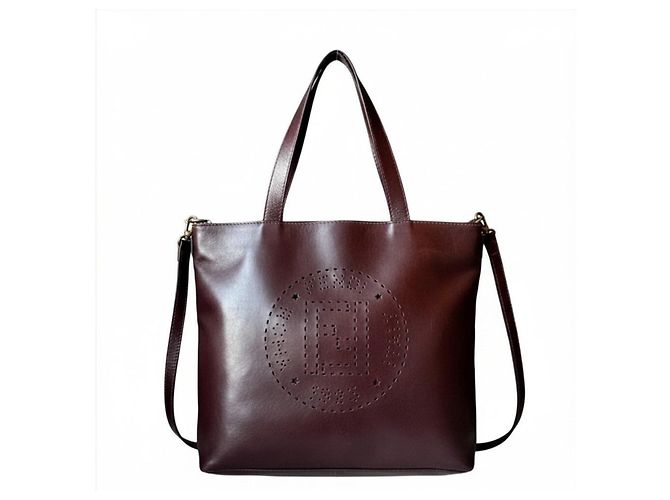 Sac cabas Fendi en cuir perforé Marron