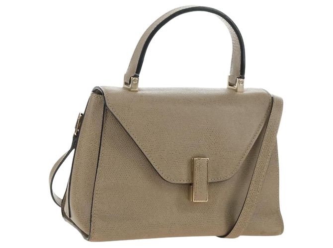Bolsa Valextra Isidide de couro 2way Beige Gold Auth 187616SM Bege Dourado