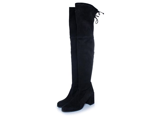 Stuart Weitzman, bottes à talons en daim au-dessus du genou Noir
