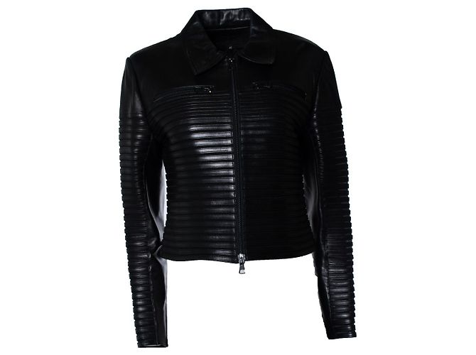 Jitrois, lamb leather biker jacket Black