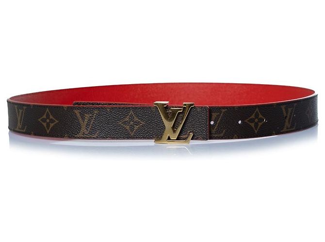 Louis Vuitton, cinto com fivela monogram reversível Marrom Vermelho