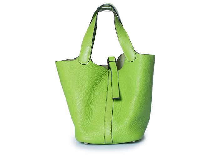Hermès Bolsa Picotin 18 em couro clémence vert cru Hermes Verde