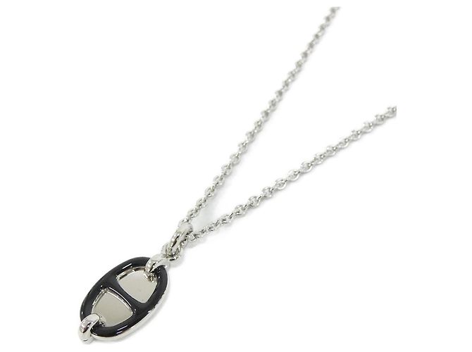 Hermès Collana Hermes Mini Maillon PM Nero Argento 