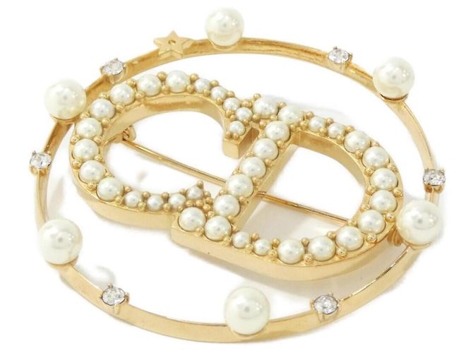 Christian Dior Claire Di Lune Brosche Weiß Golden