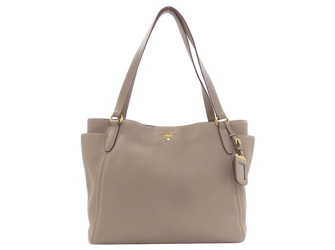 Prada Tote Bag aus grauem Kalbsleder Braun