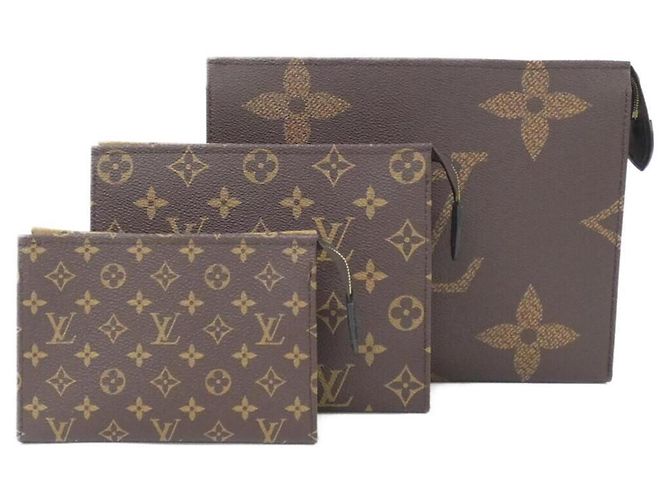 Louis Vuitton Monogram Reverse Trio Pochette Toilette Marrone
