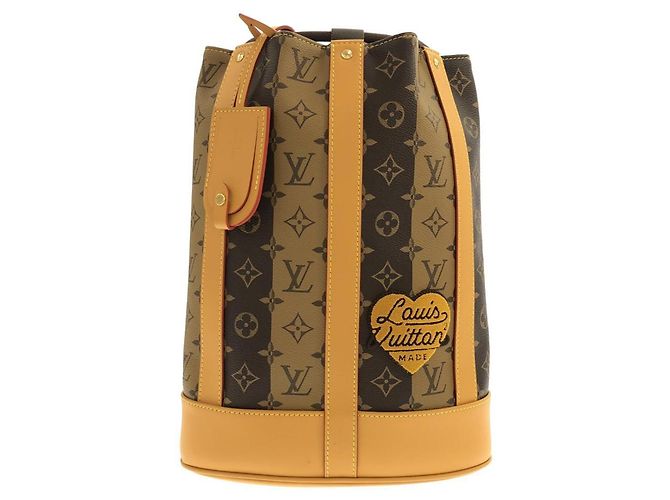 Bolsa de ombro Louis Vuitton Monogram Stripe Randonee Marrom