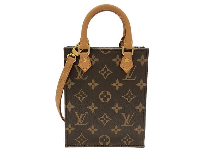Sac à main Louis Vuitton Monogram Petite Sac Plat Marron