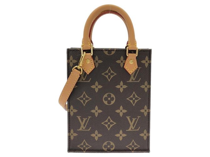 Borsa Louis Vuitton Monogram Petite Sac Plat Marrone