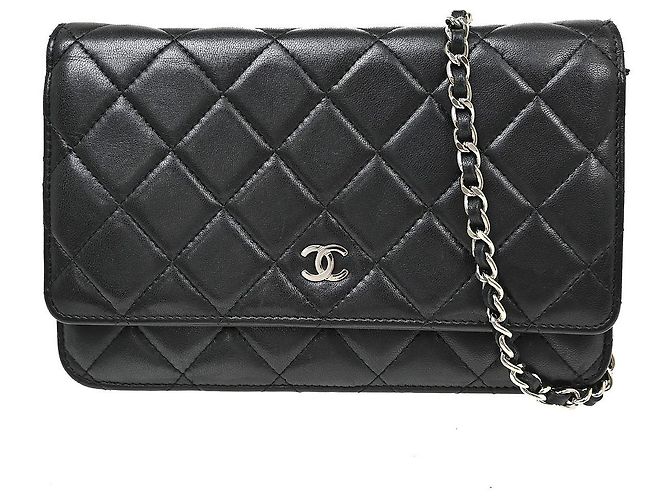 Chanel Wallet on Chain gestepptes Lammleder Small Schwarz