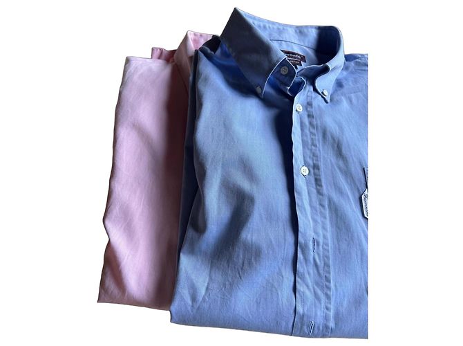 Façonnable Set di due camicie corte in cotone blu e rosa