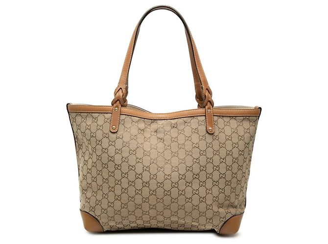 Bolsa Tote Gucci GG Canvas Marrom Bege