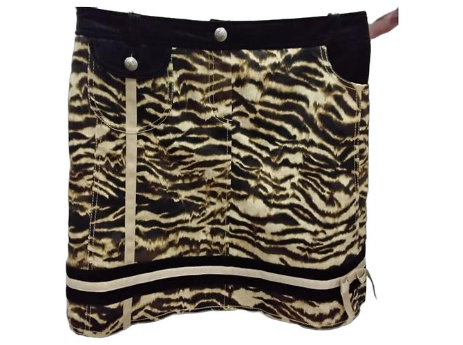 Minifalda Laurèl Jeans estampado cebra Castaño Negro Beige