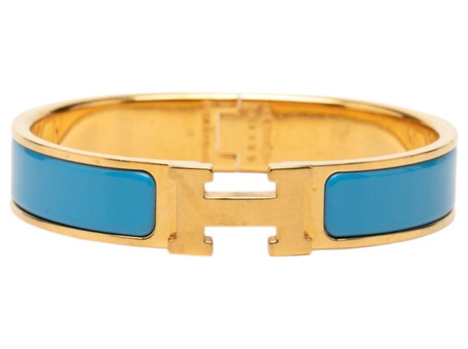 Hermès Pulseira Bracelete Click H PM Hermes Azul Dourado