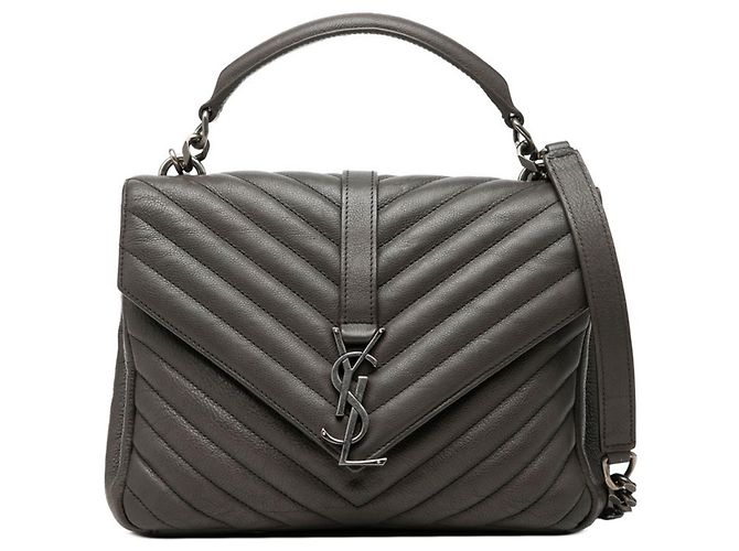 Bolsa de mão acolchoada Saint Laurent YSL Monogram College Medium Marrom