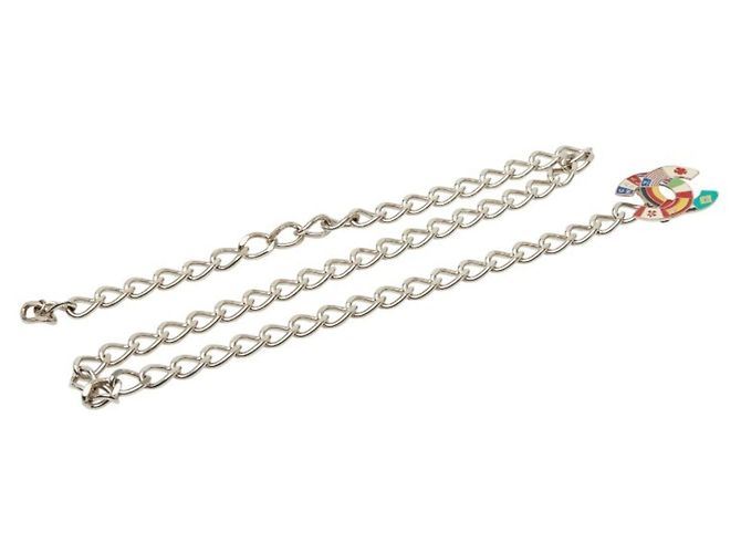 Cinturón de cadena Chanel Coco Mark Plata Multicolor
