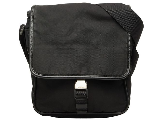 Borsa a tracolla con placca logo Triangle Prada Nero