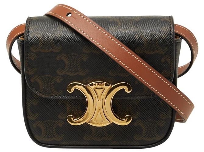 Céline Borsa a tracolla e a spalla Celine Triomphe Mini Claude Marrone Nero